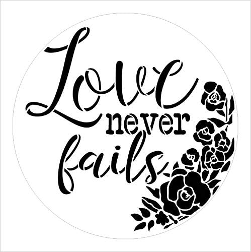 אהבה לעולם לא נכשלת בסטנסיל מאת Studior12 | קורינתיים 13: 8 | שלט עץ צבע | תבנית Mylar לשימוש חוזר